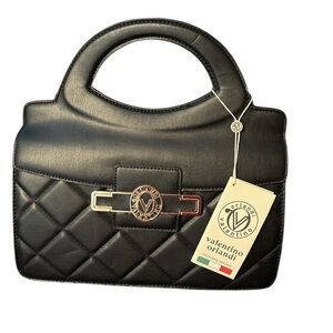 Valentino Orlandi Black Quilted Satchel